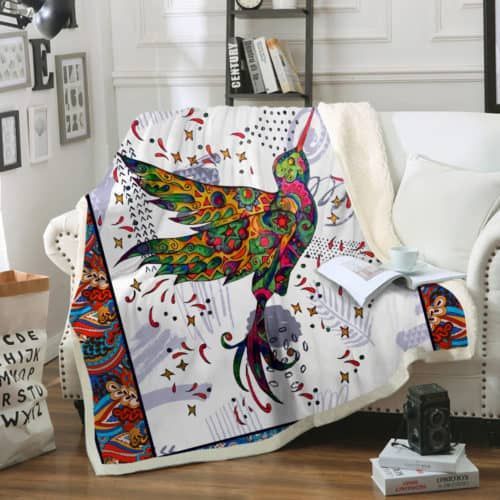 Hummingbird Sherpa Fleece Blanket