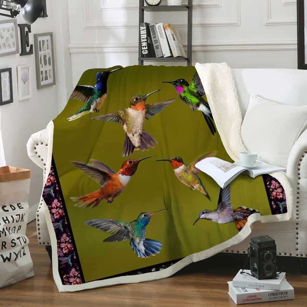 Hummingbird Sherpa Fleece Blanket