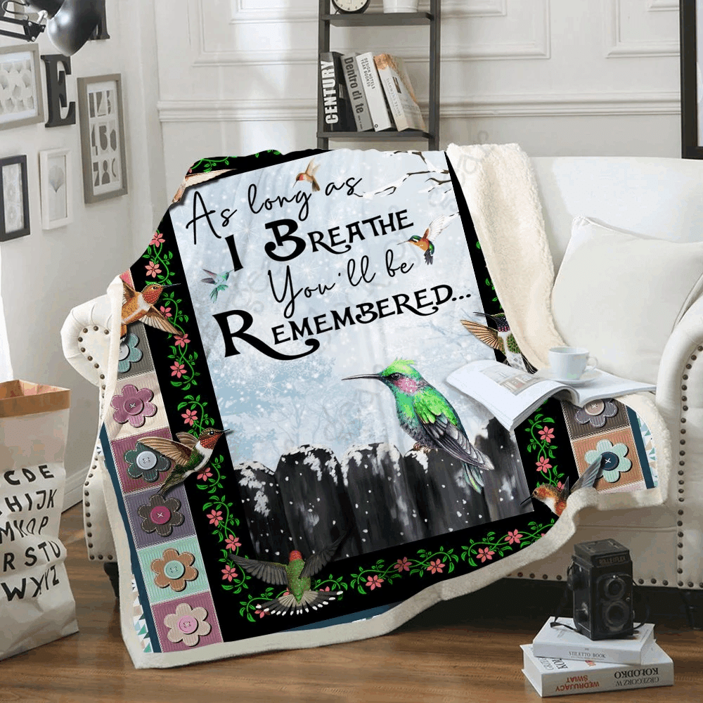 Hummingbird Sherpa Fleece Blanket