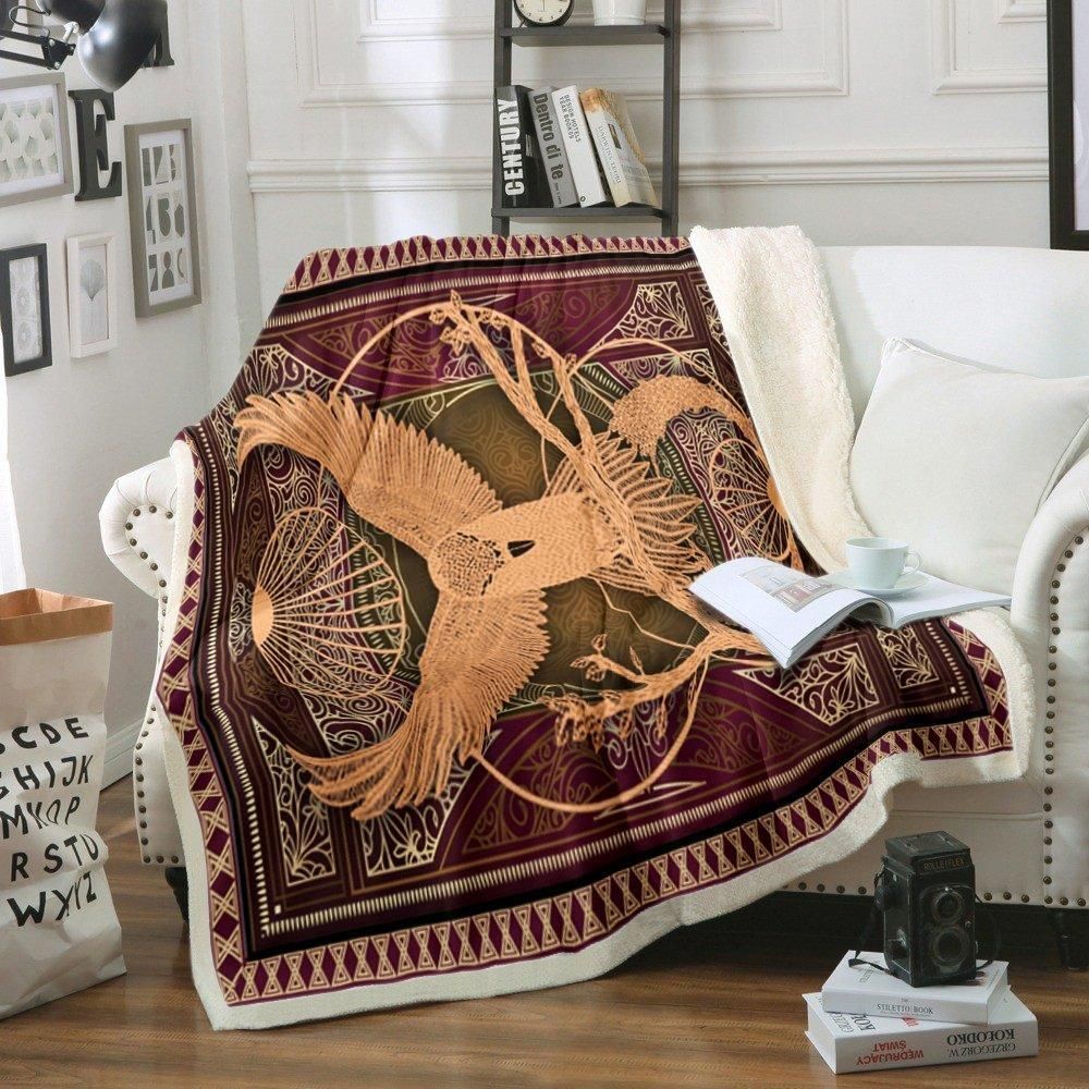 Hummingbird Sherpa Fleece Blanket