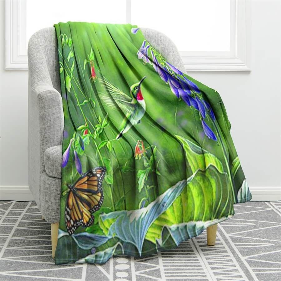 Hummingbird Sherpa Fleece Blanket