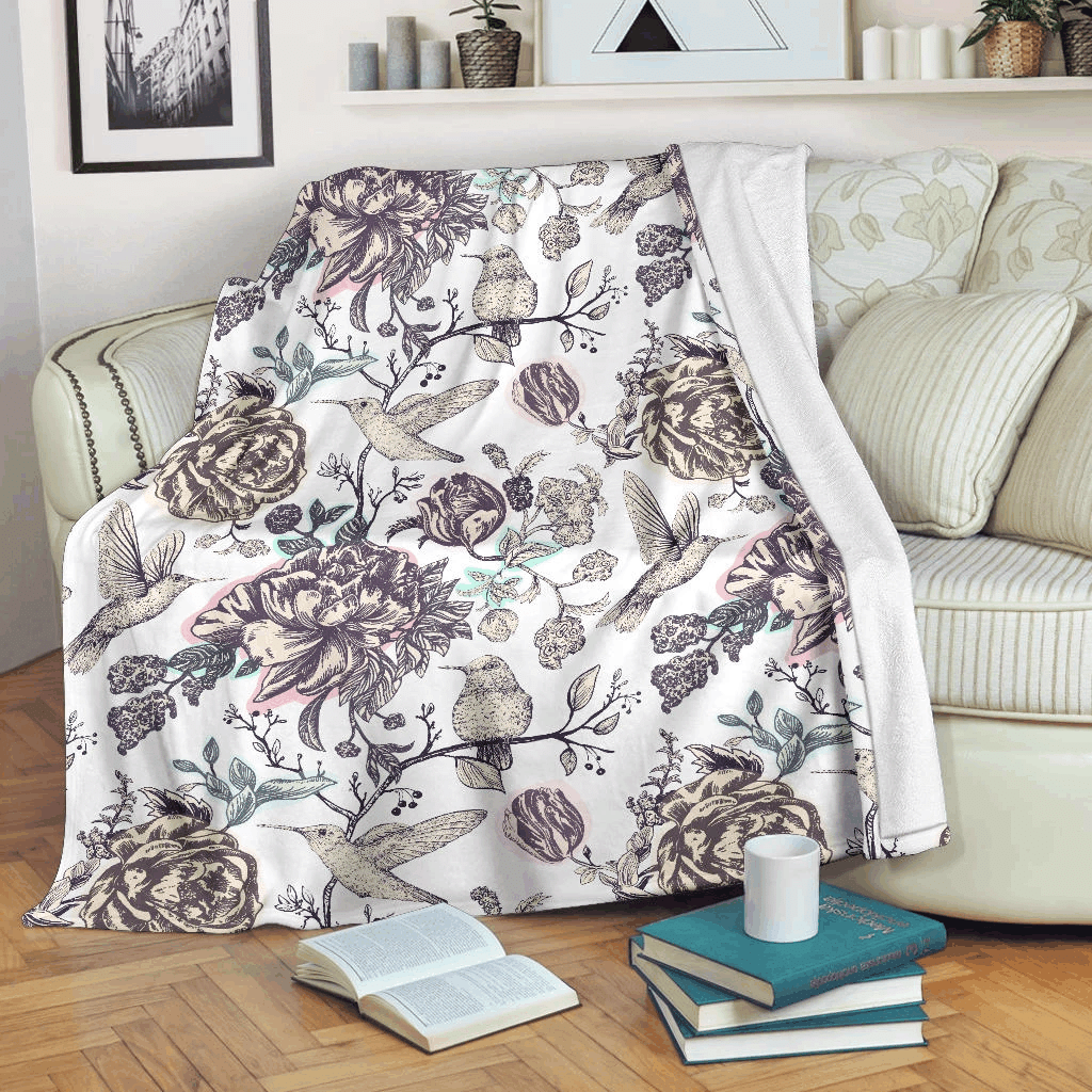 Hummingbird Sherpa Fleece Blanket