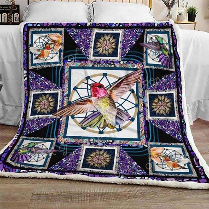 Hummingbird Sherpa Fleece Blanket