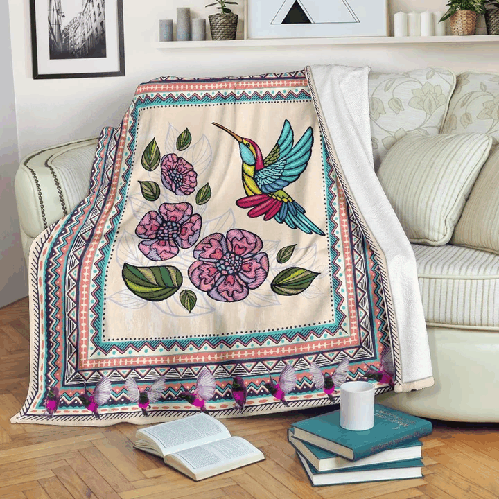 Hummingbird Sherpa Fleece Blanket