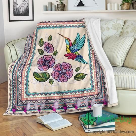 Hummingbird Sherpa Fleece Blanket
