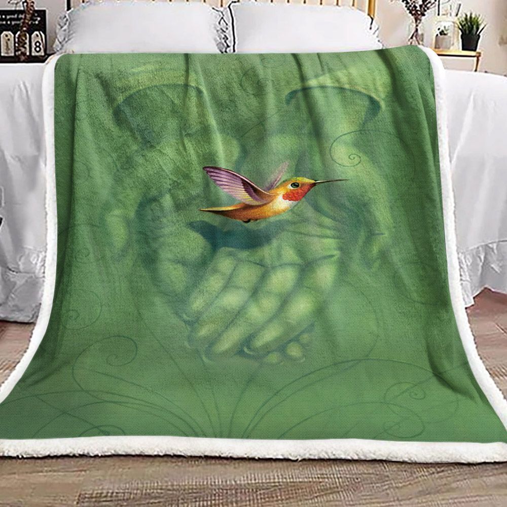 Hummingbird Sherpa Fleece Blanket