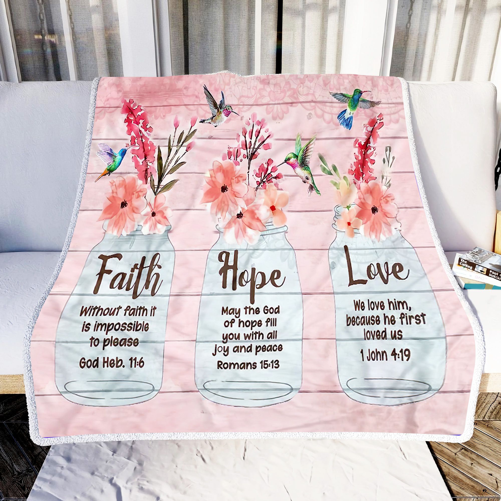Hummingbird Faith Hope Love Fleece Blanket