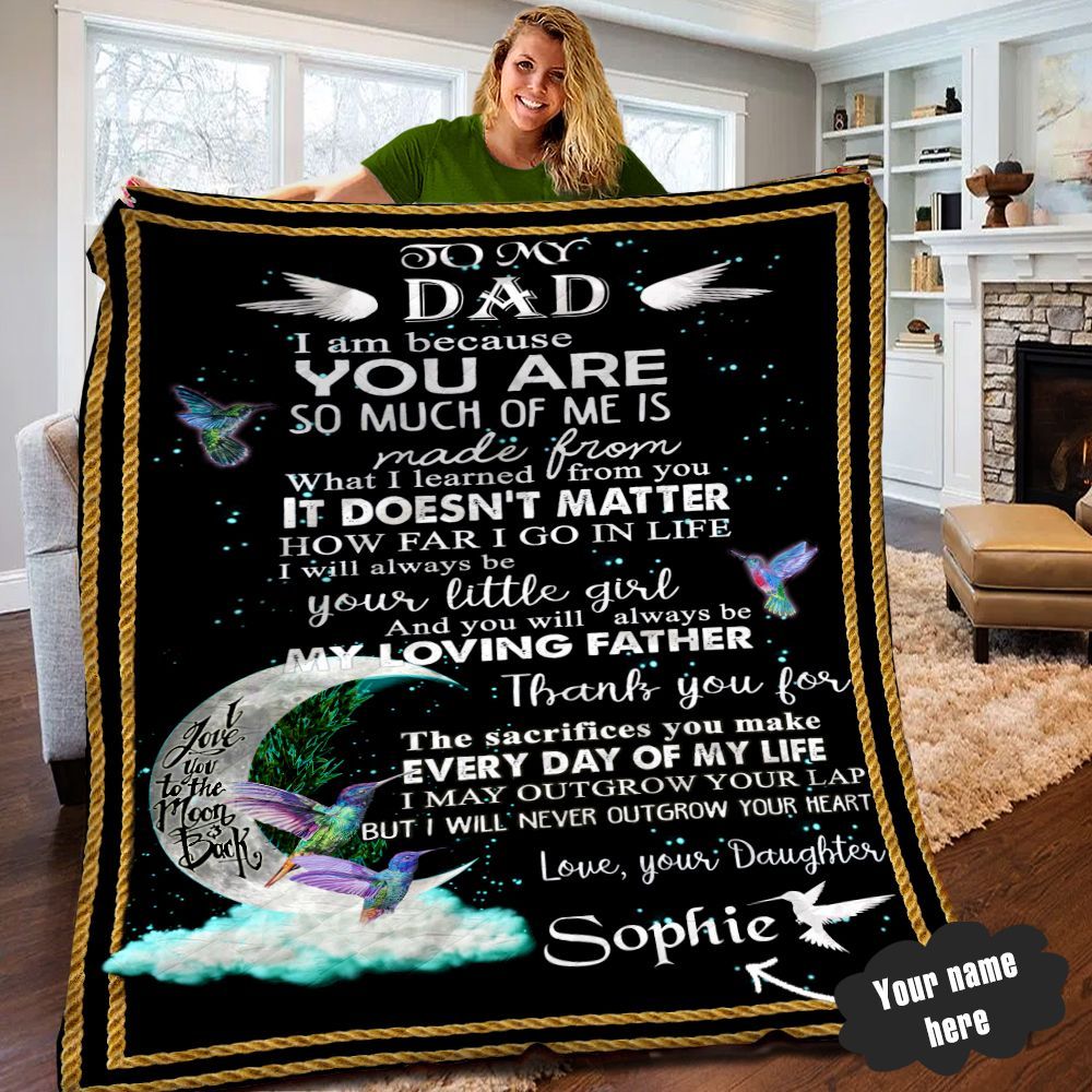 Hummingbird Fathers Day Personalized Quilt Blanket LML010605DT