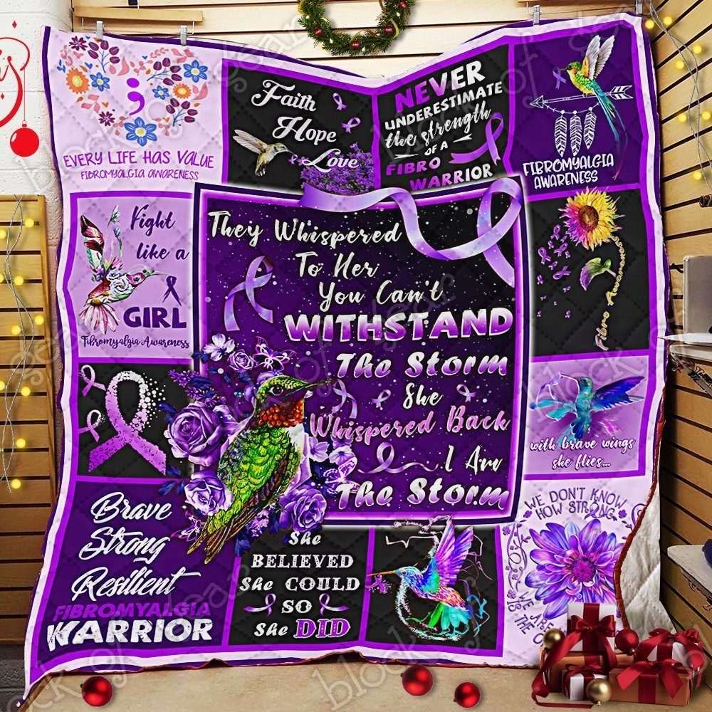 Hummingbird Fibromyalgia Awareness CL22100267MDQ Quilt Blanket