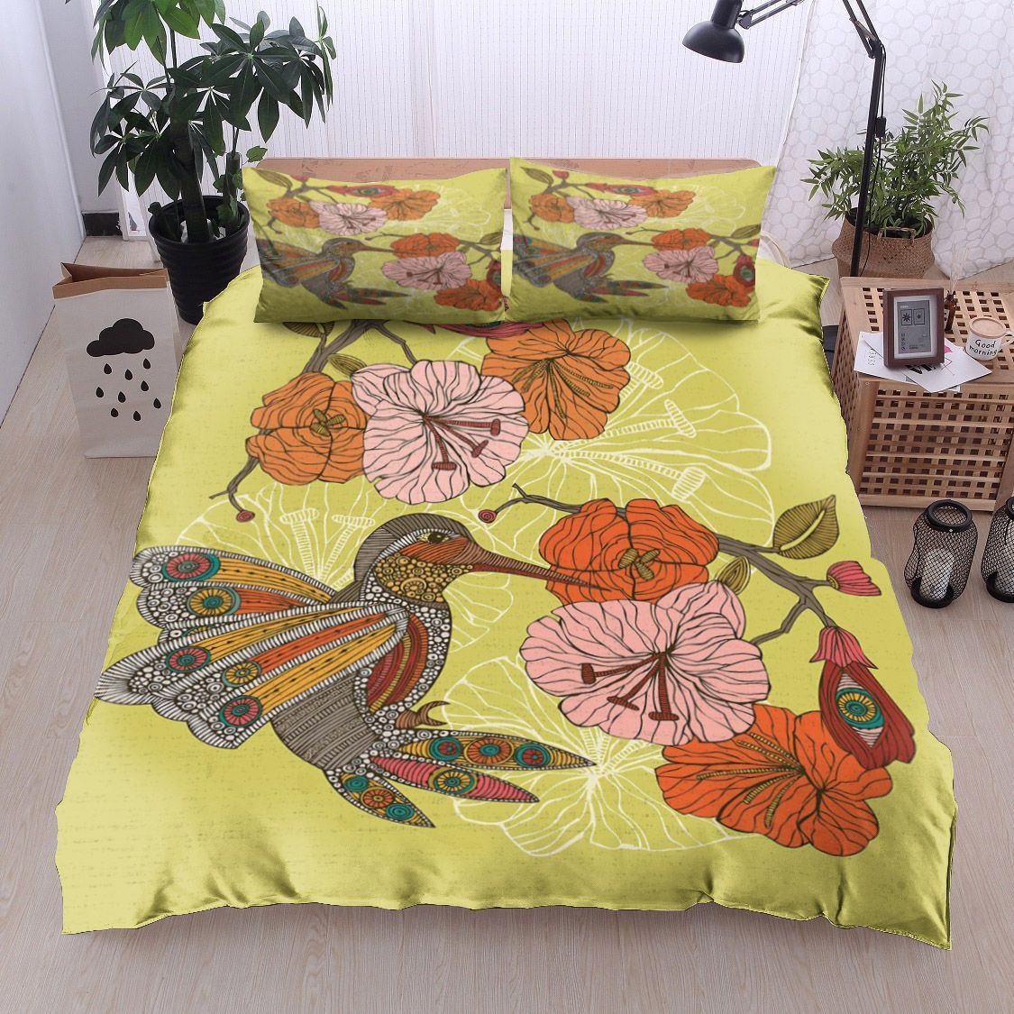 Hummingbird Flower Mandala Bedding Set