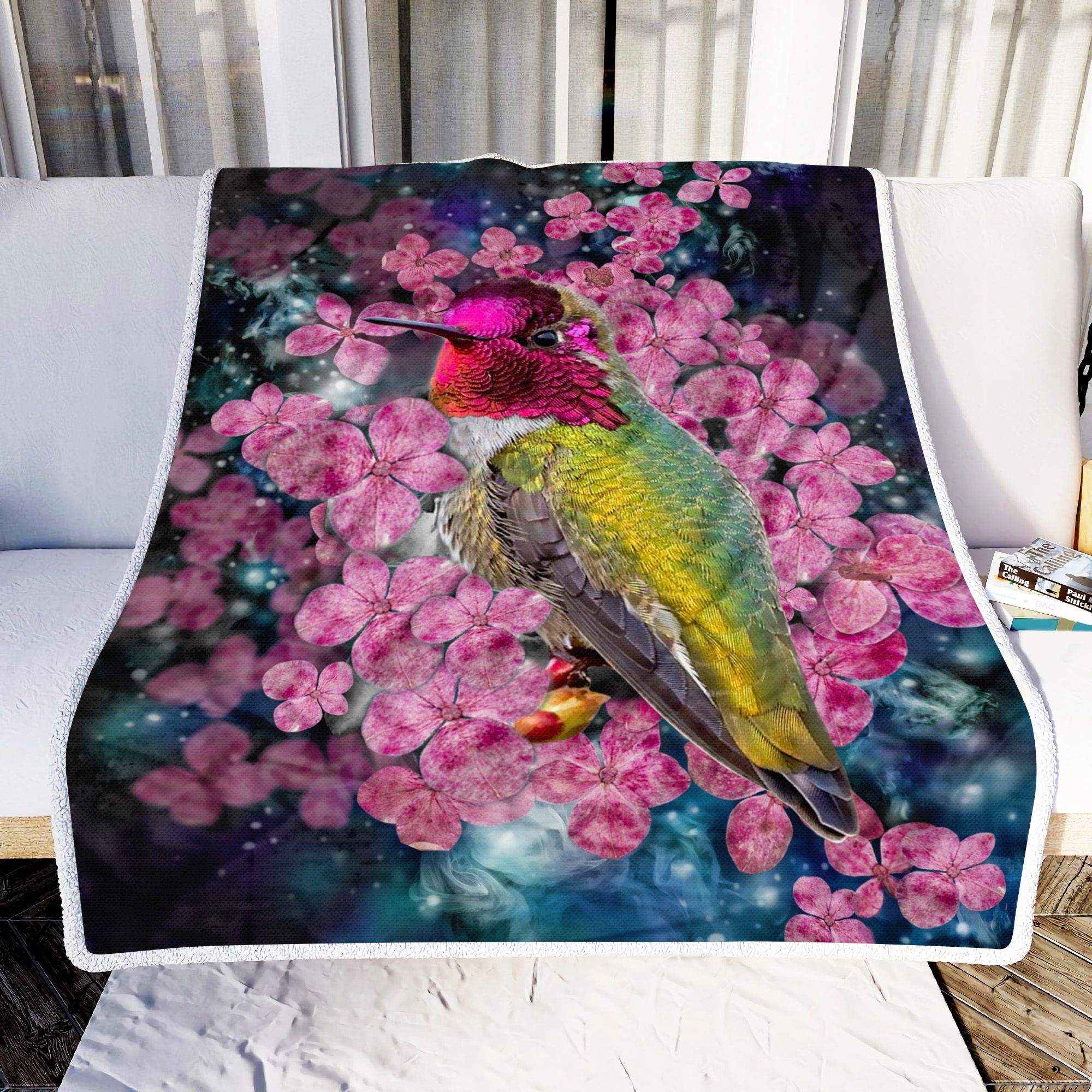 Hummingbird Flower Fleece Blanket