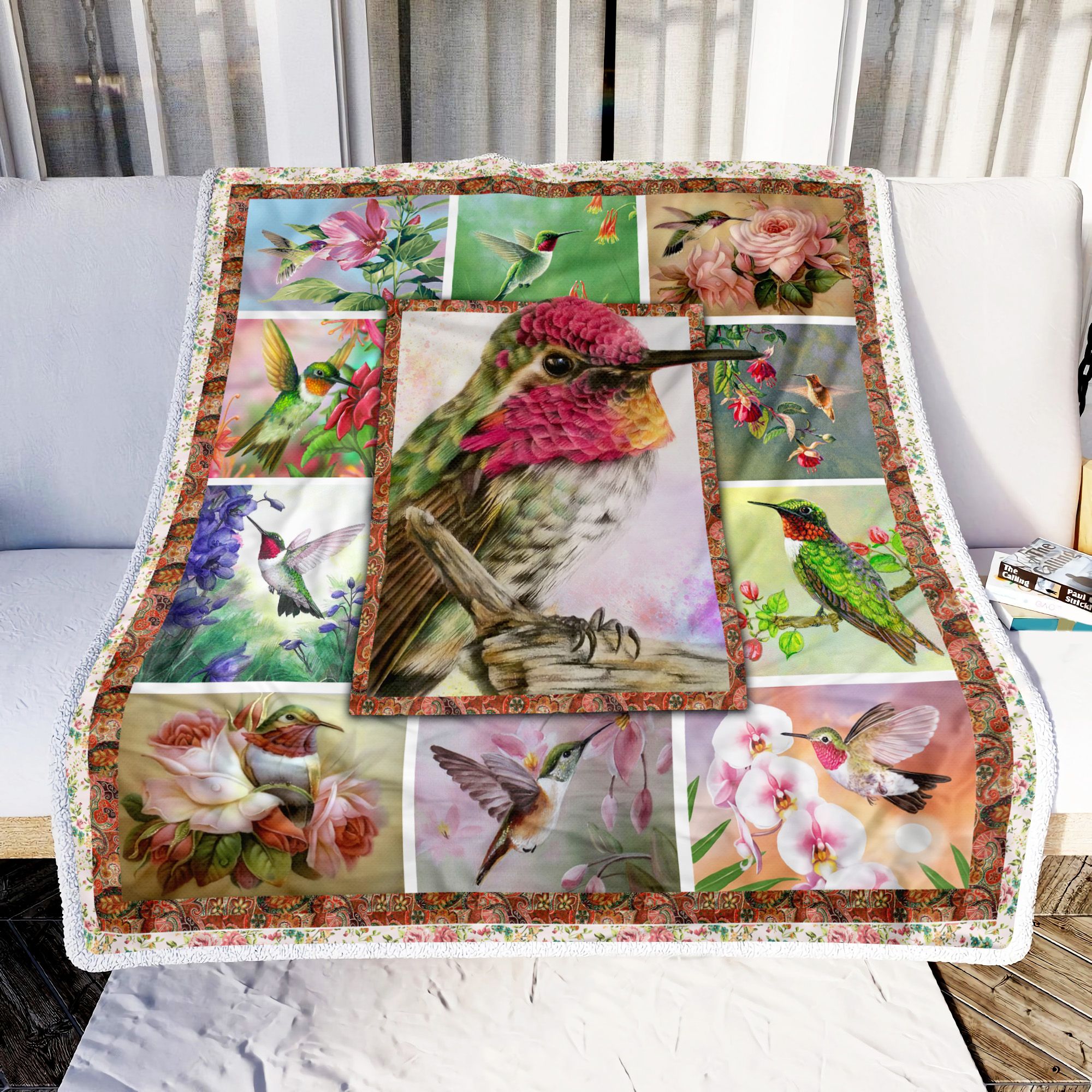 Hummingbird Flower Fleece Blanket