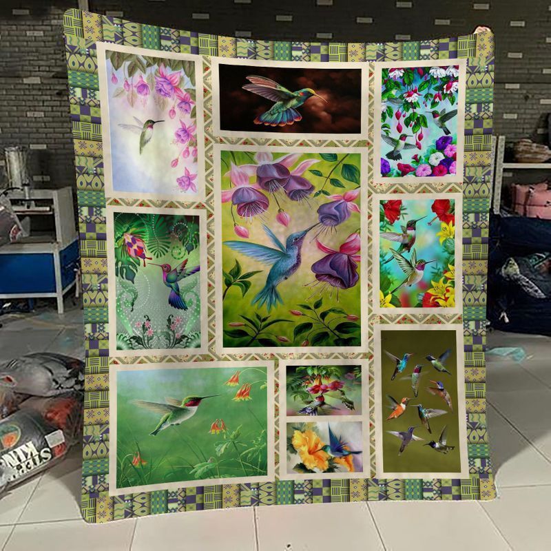 Hummingbird Flowers Sherpa Fleece Blanket