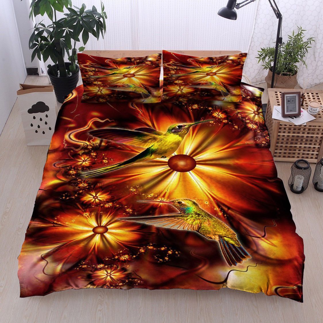 Hummingbird Fractal Flower Bedding Set