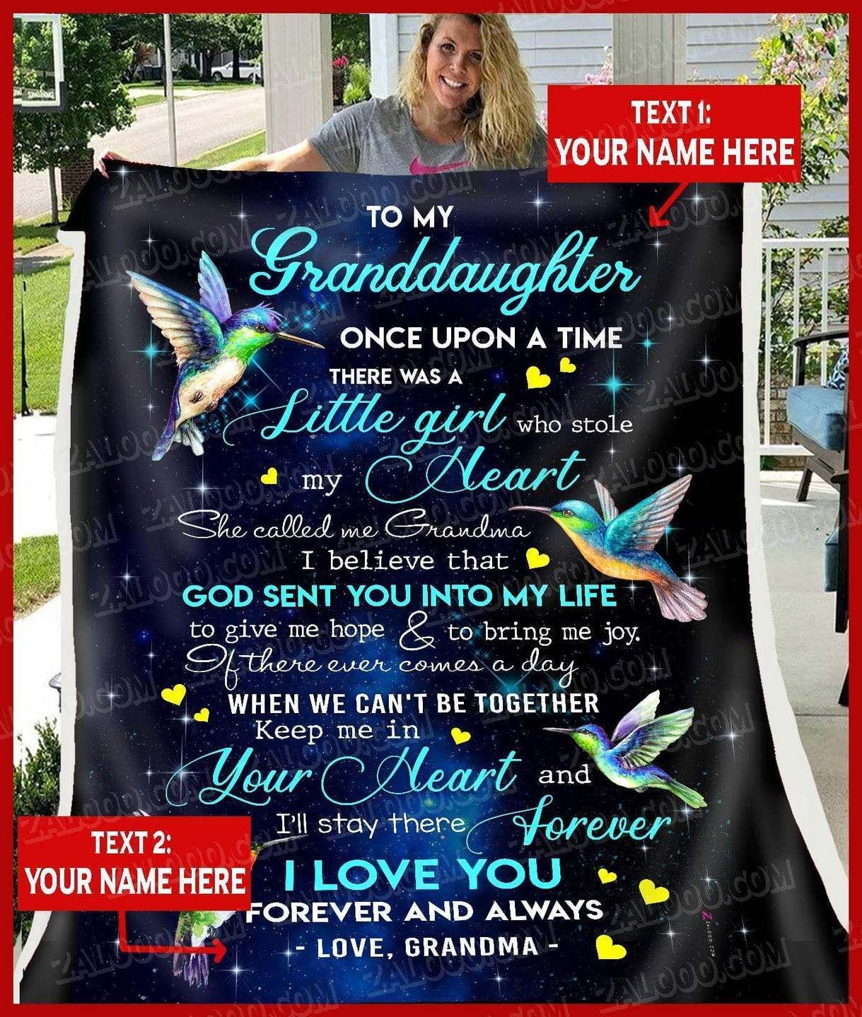 Hummingbird Granddaughter Grandma Once Upon A Time Sherpa Fleece Blanket