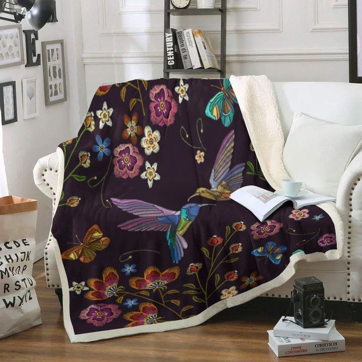 Hummingbird Sherpa Fleece Blanket