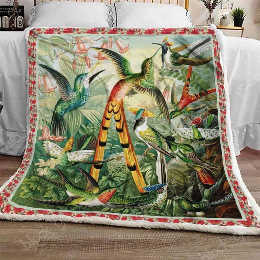 Hummingbird Sherpa Fleece Blanket