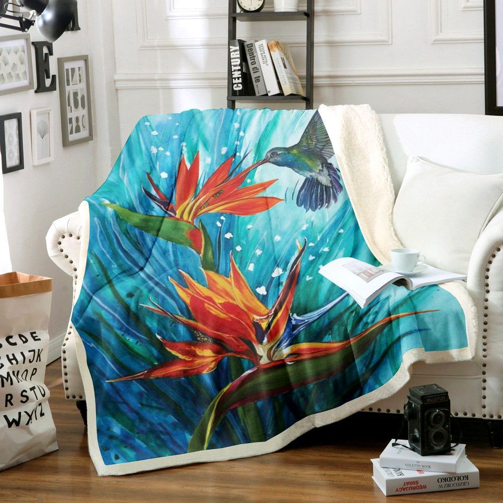 Hummingbird Sherpa Fleece Blanket
