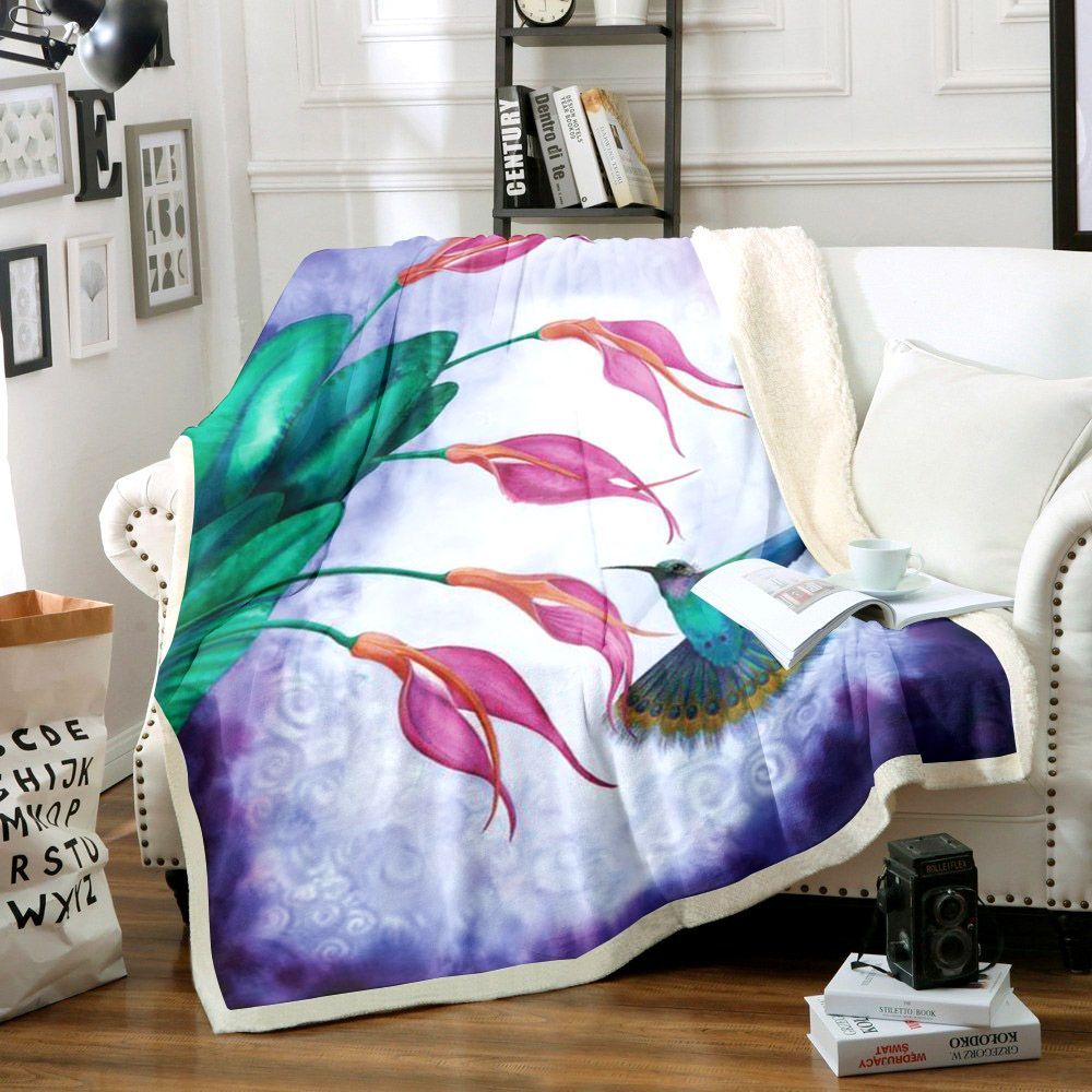 Hummingbird Sherpa Fleece Blanket