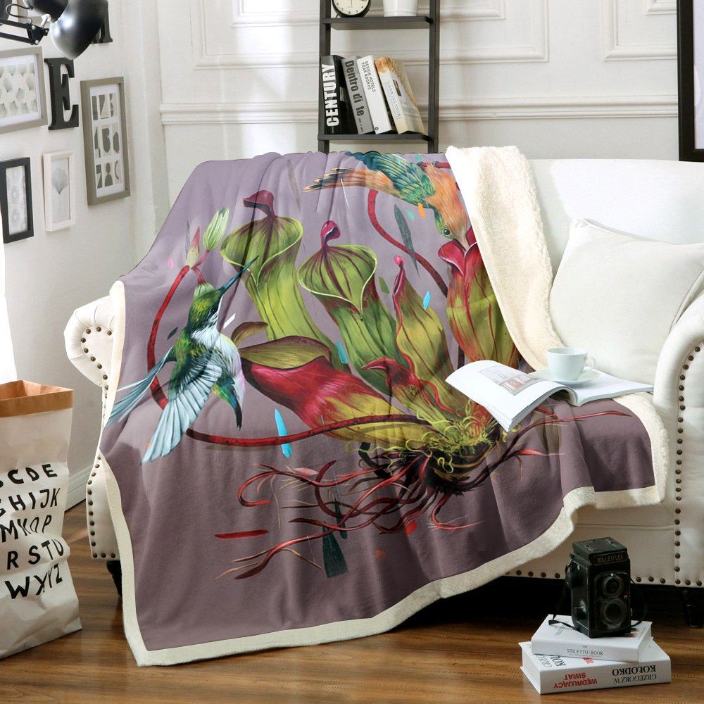 Hummingbird Sherpa Fleece Blanket