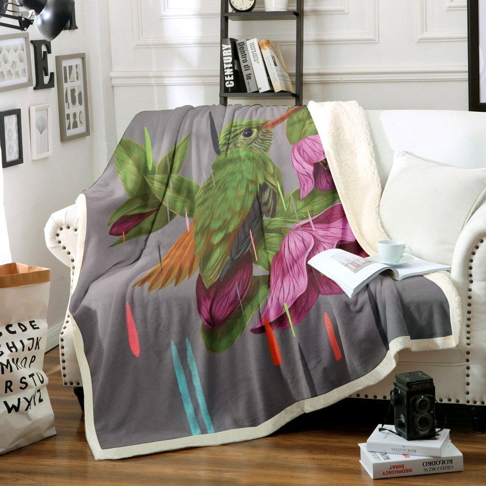 Hummingbird Sherpa Fleece Blanket