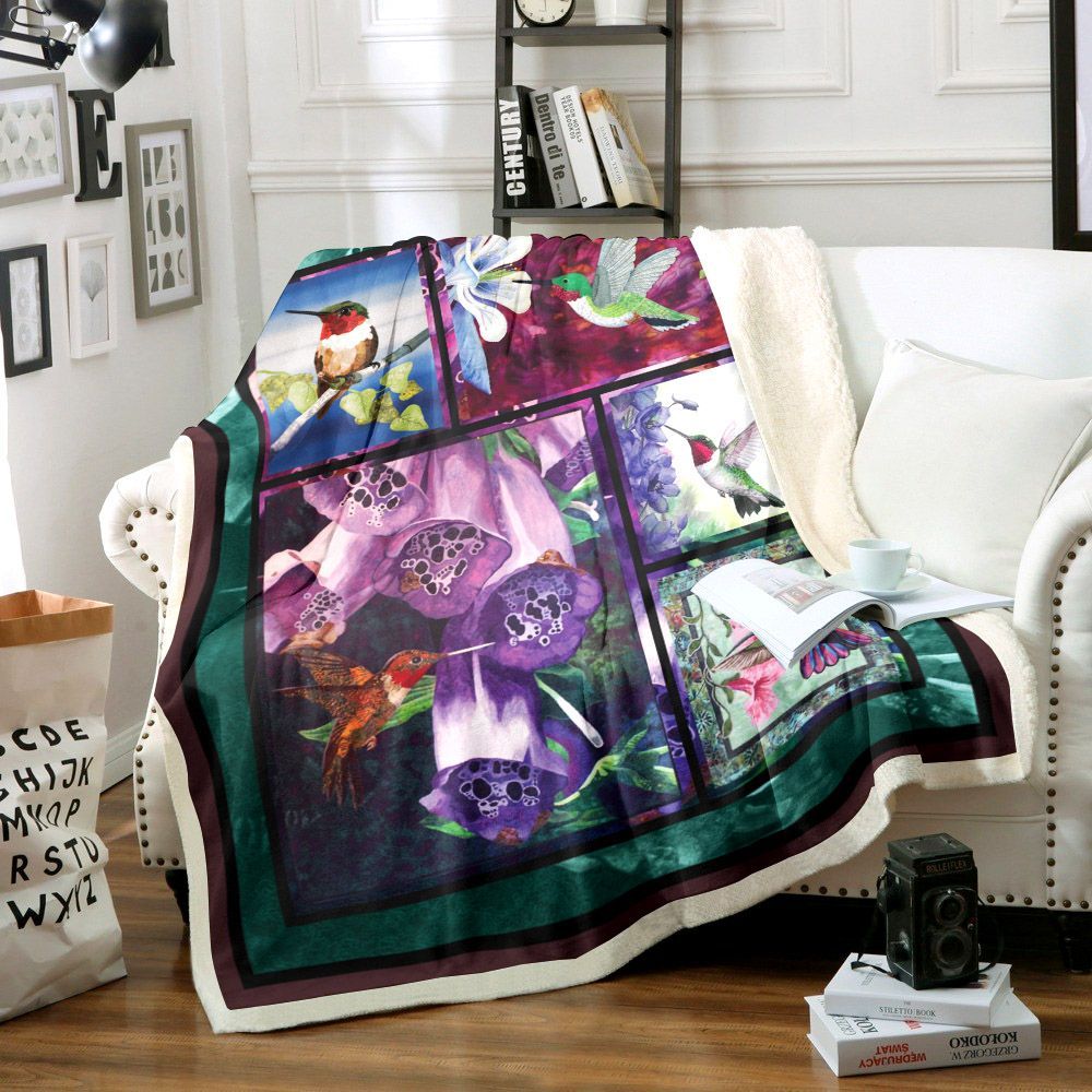 Hummingbird Sherpa Fleece Blanket