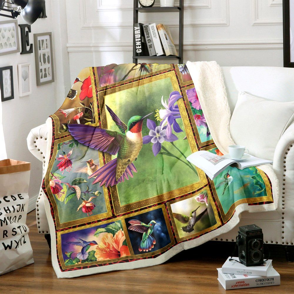 Hummingbird Sherpa Fleece Blanket