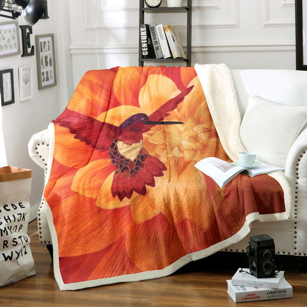 Hummingbird Sherpa Fleece Blanket