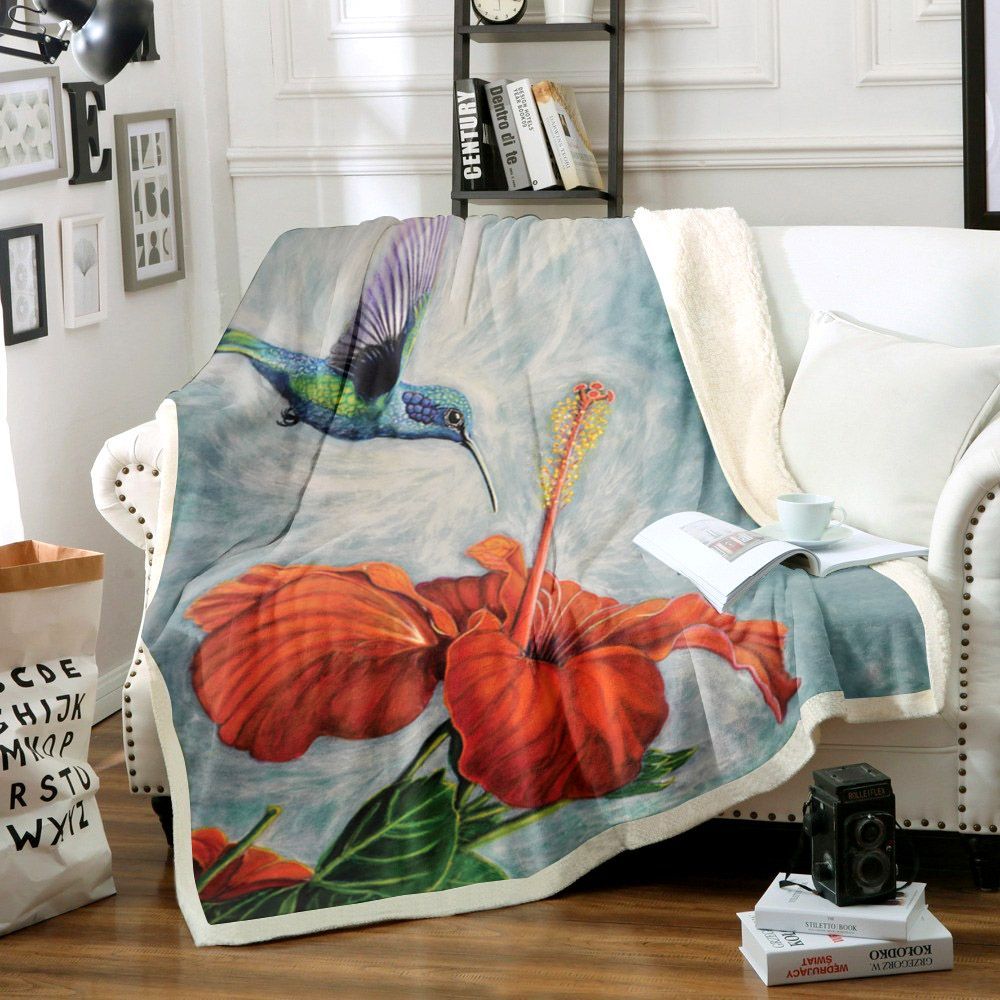 Hummingbird Sherpa Fleece Blanket