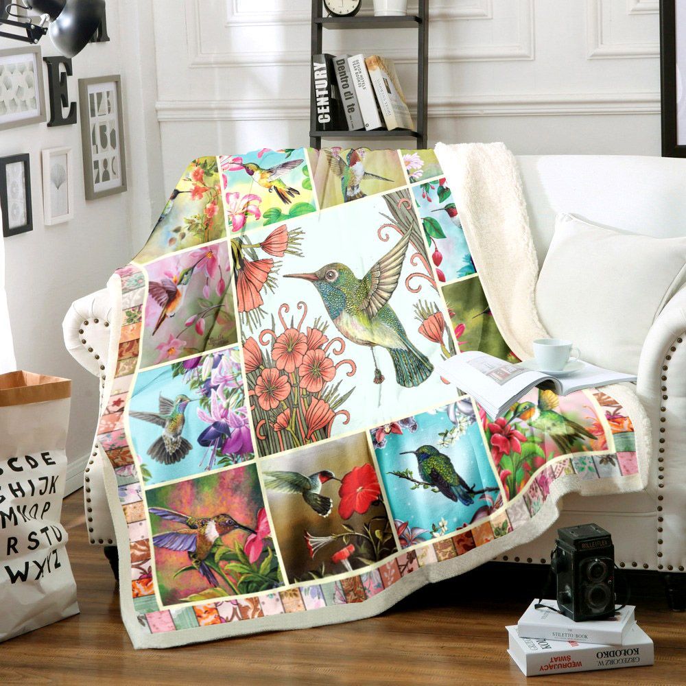 Hummingbird Sherpa Fleece Blanket