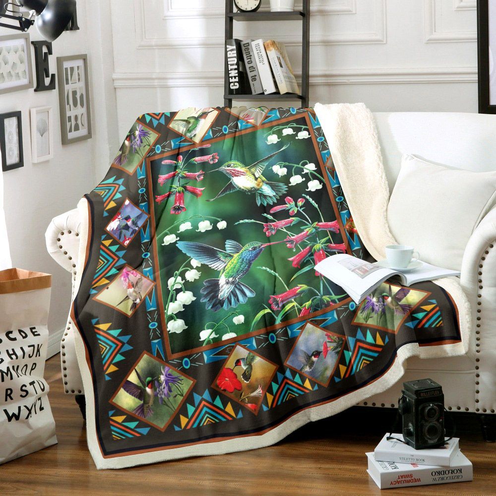 Hummingbird Sherpa Fleece Blanket