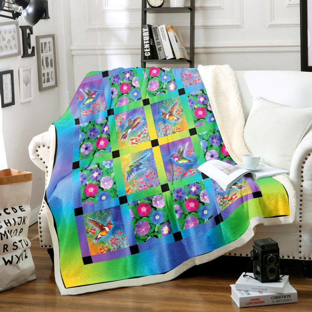 Hummingbird Sherpa Fleece Blanket