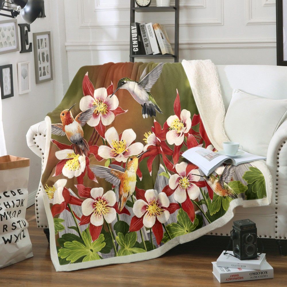 Hummingbird Sherpa Fleece Blanket