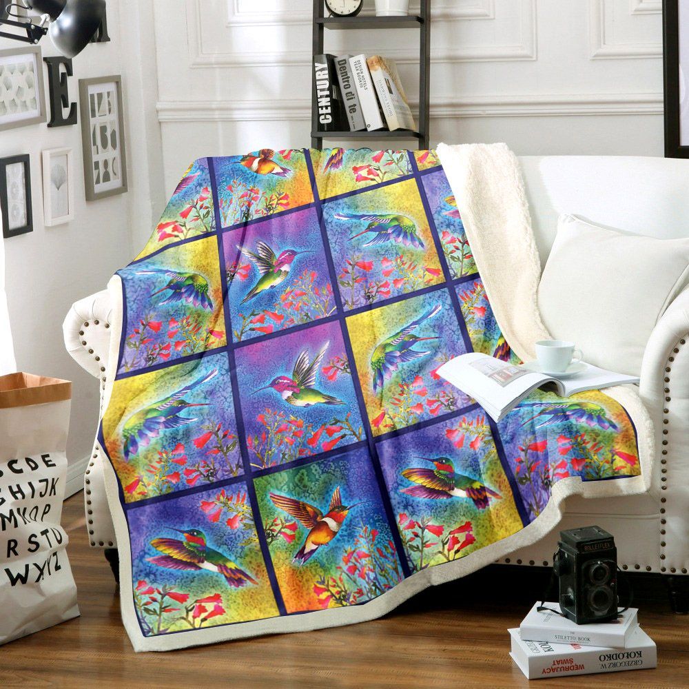 Hummingbird Sherpa Fleece Blanket
