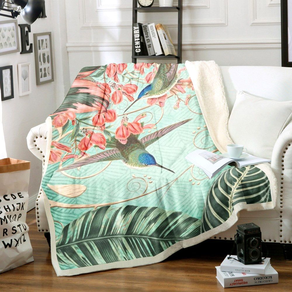 Hummingbird Sherpa Fleece Blanket