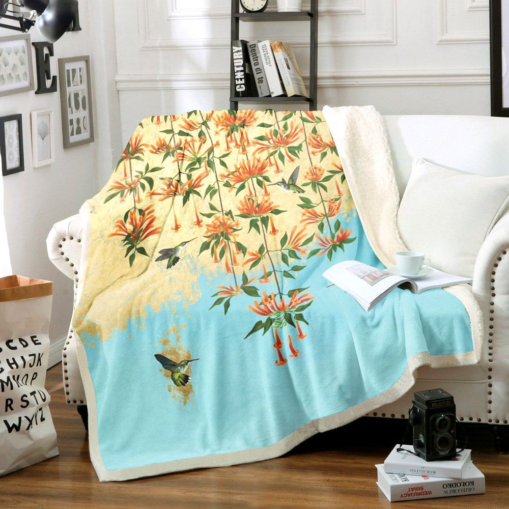 Hummingbird Sherpa Fleece Blanket