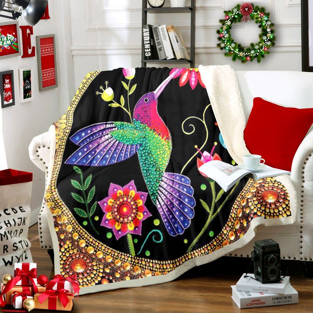 Hummingbird Sherpa Fleece Blanket