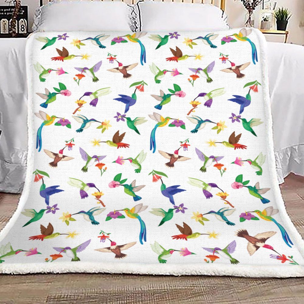 Hummingbird Sherpa Fleece Blanket