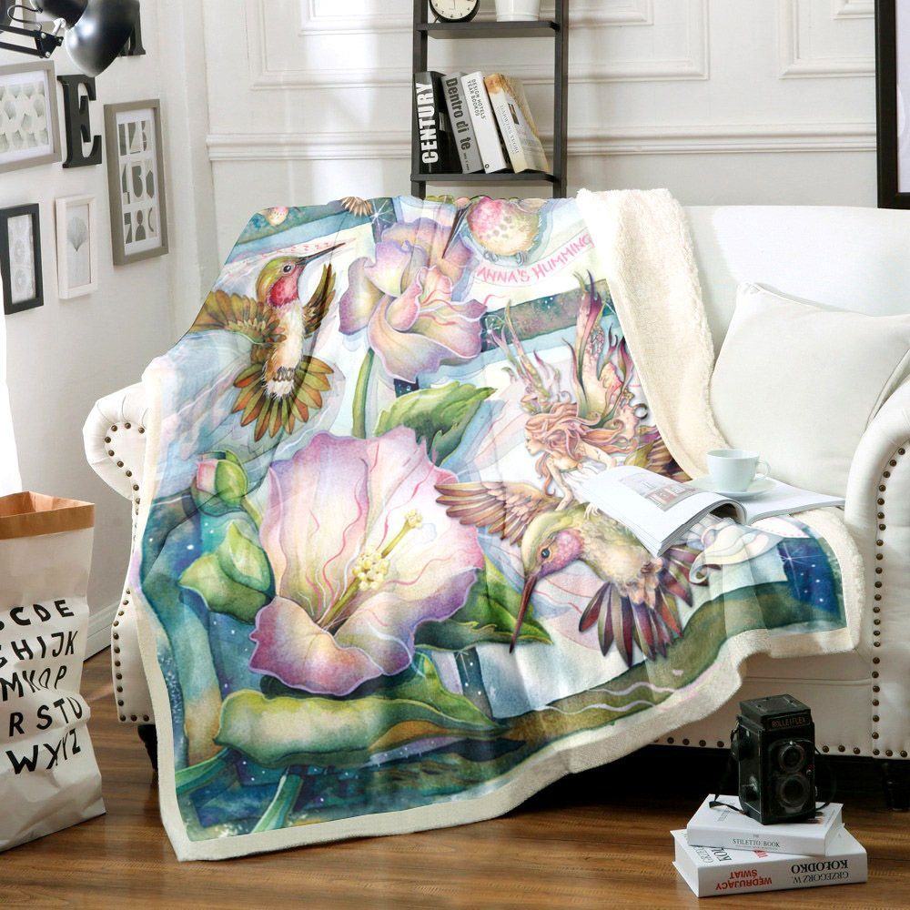 Hummingbird Sherpa Fleece Blanket