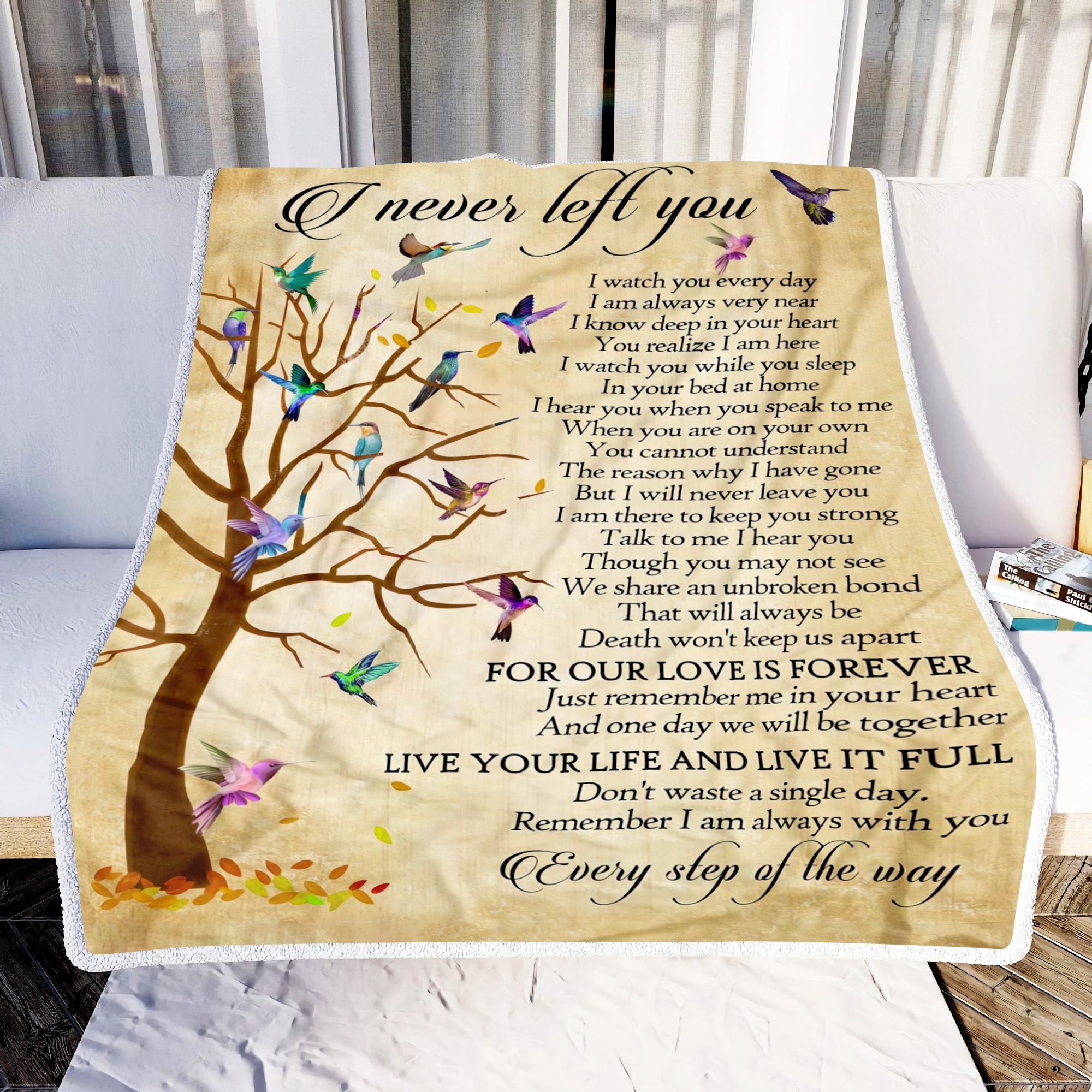 Hummingbird I Never Left You Fleece Blanket