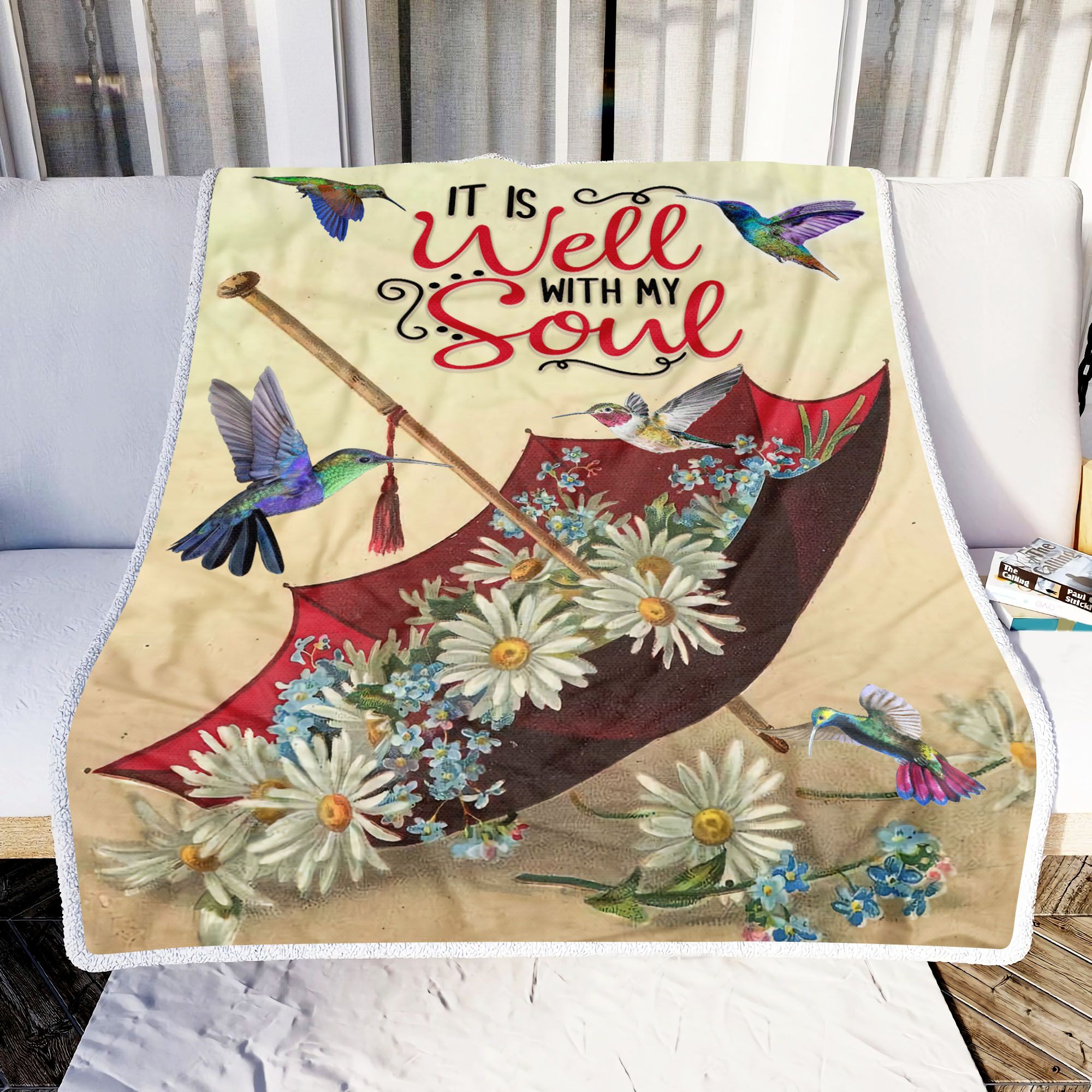 Hummingbird It Is Well With My Soul Fleece Blanket