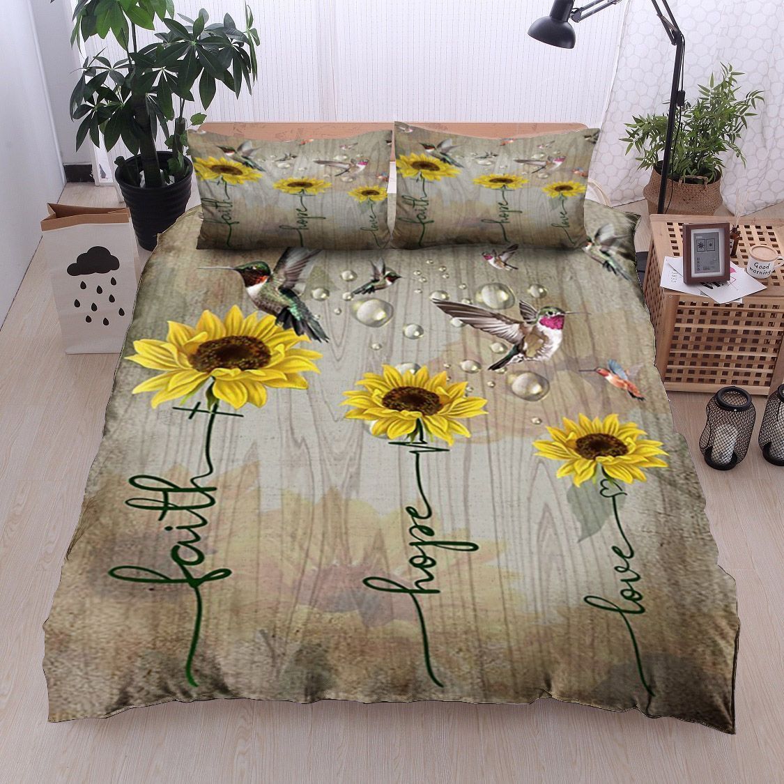 Hummingbird Lovers Sunflower Bedding Set