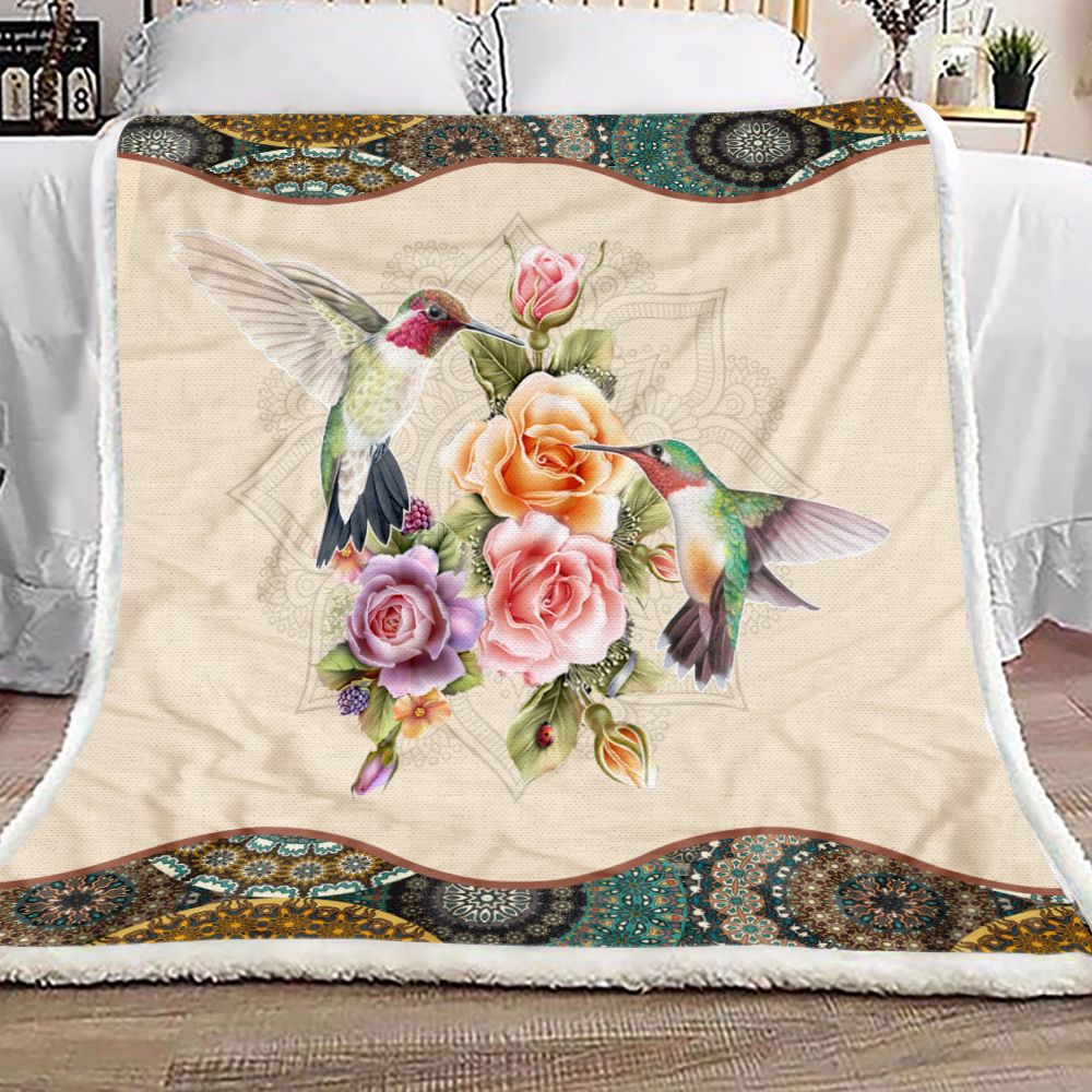Hummingbird Mandala Fleece Blanket