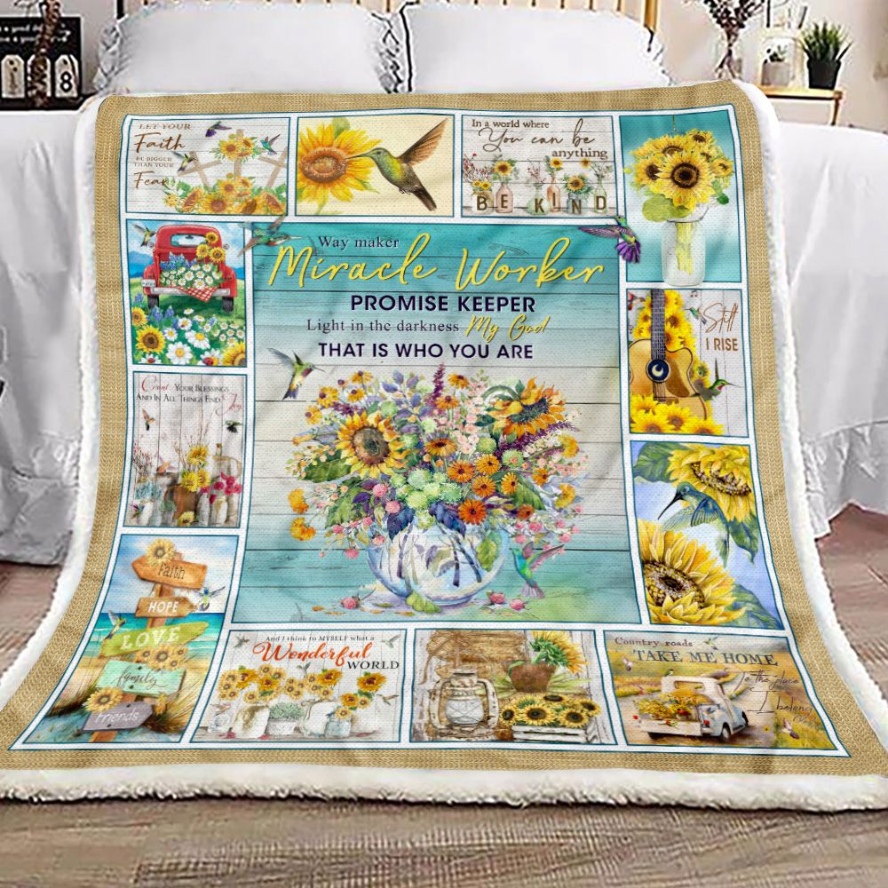 Hummingbird Miracle Sunflower Fleece Blanket