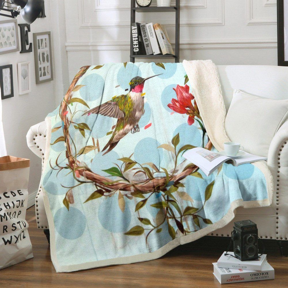 Hummingbird Sherpa Fleece Blanket