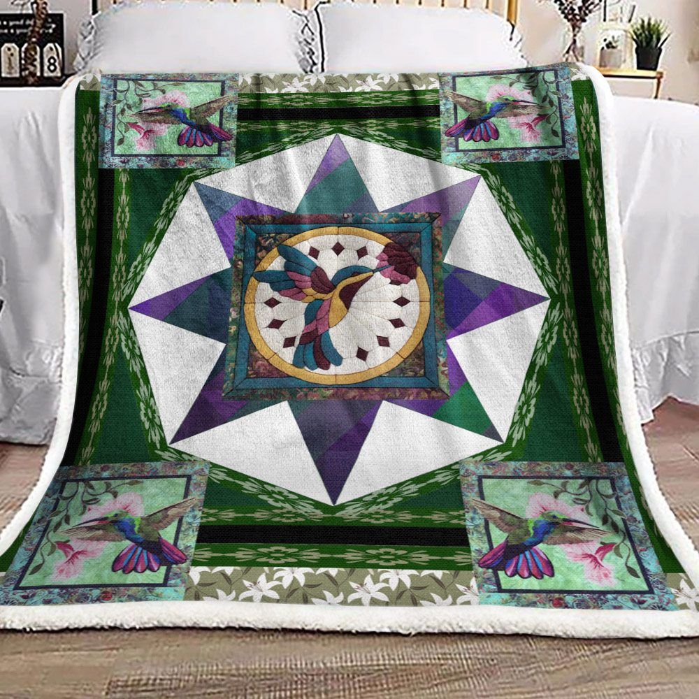 Hummingbird Sherpa Fleece Blanket