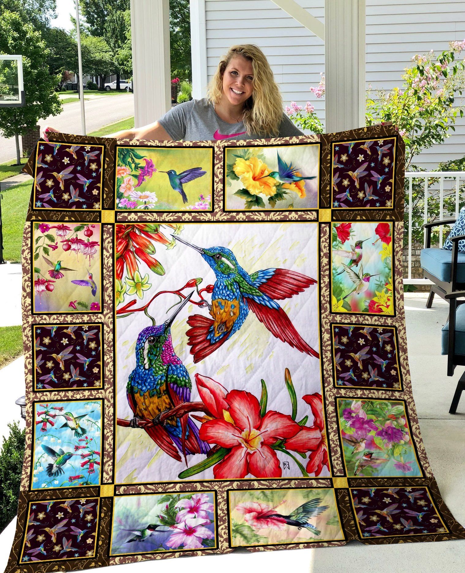 Hummingbird Ol Ol Ol Quilt Blanket Christmas Christmas Gifts Merry Christmas Holiday Gifts Gift Dhc03011318Dd