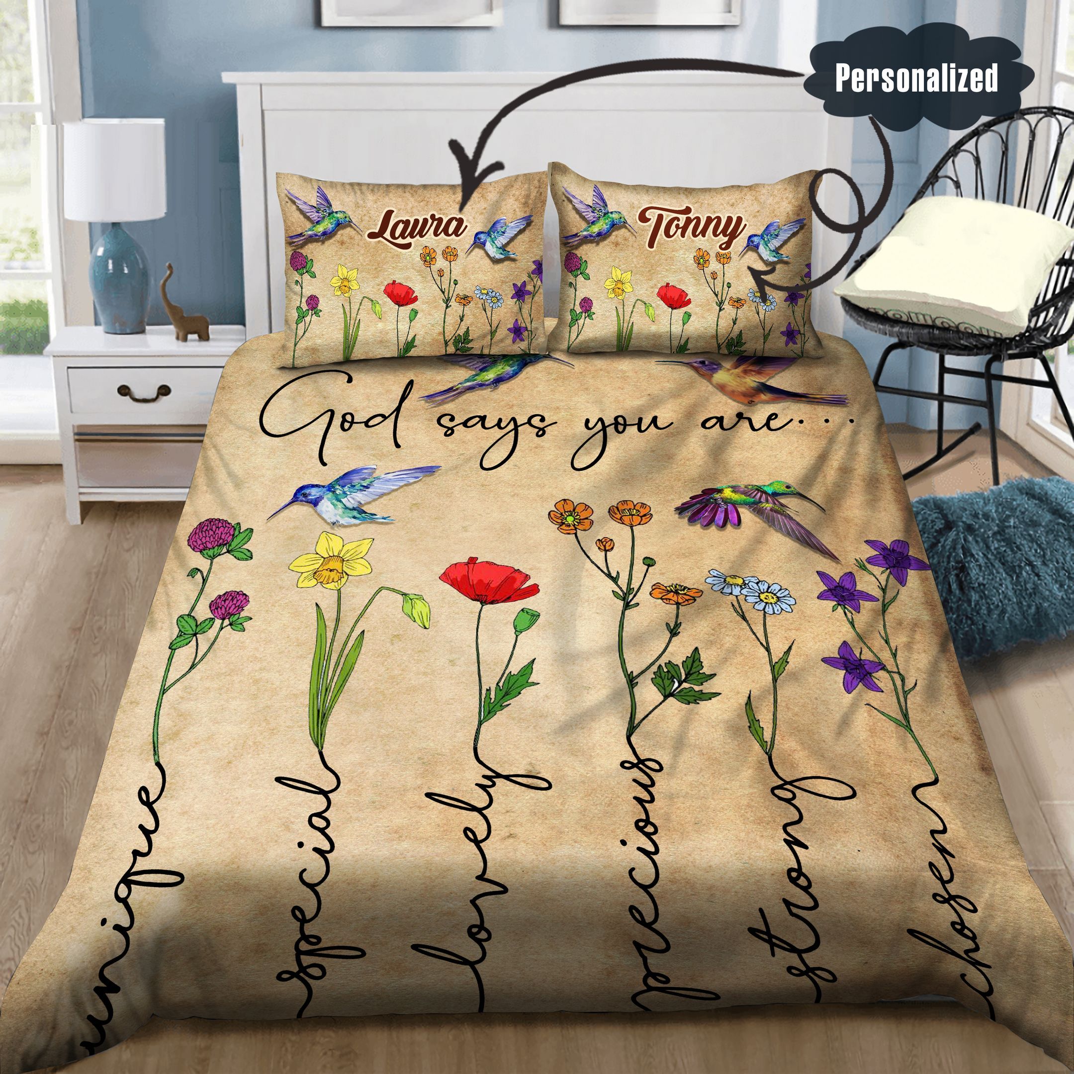 Hummingbird Personalied Bedding Set
