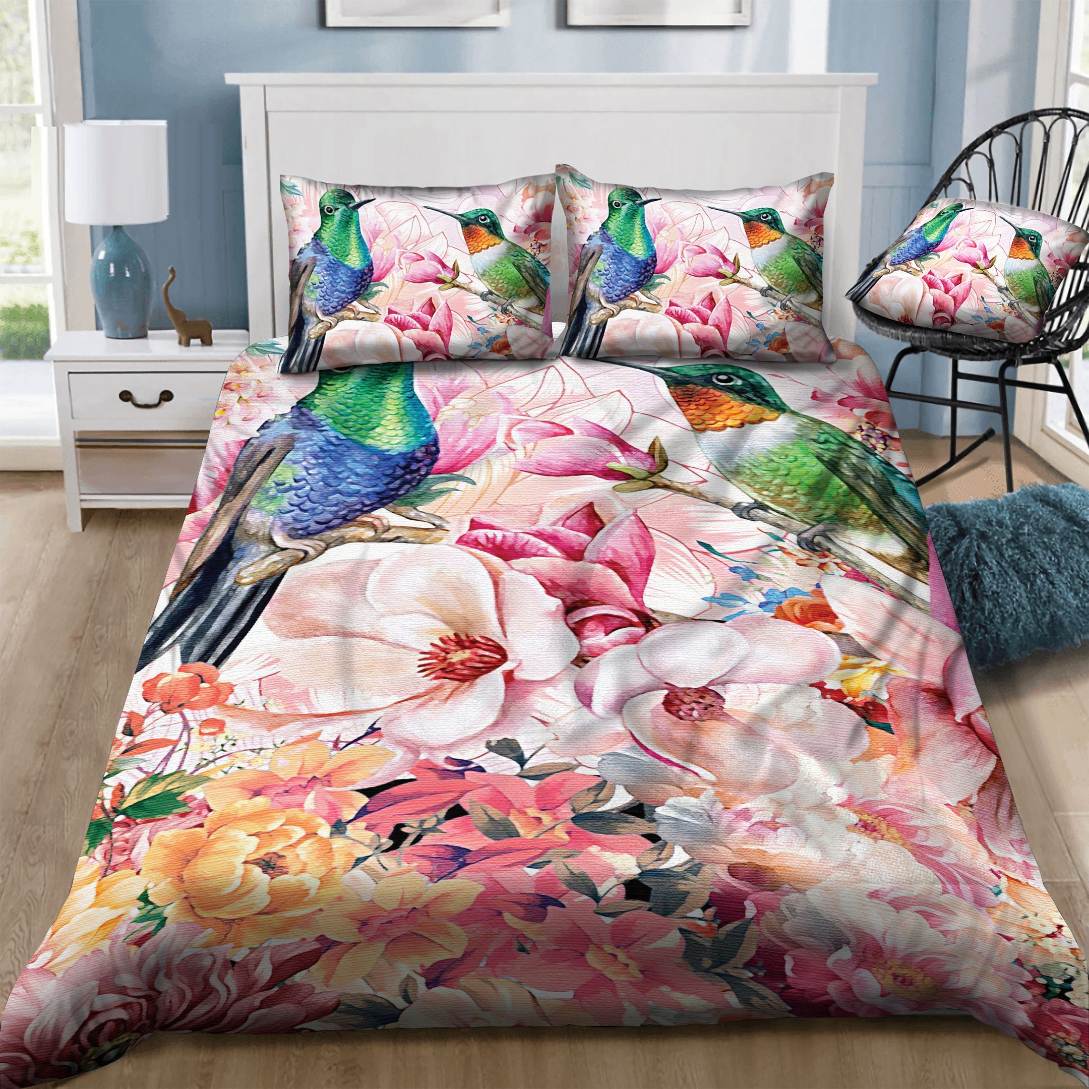 Hummingbird Sunflowers  Bedding Set