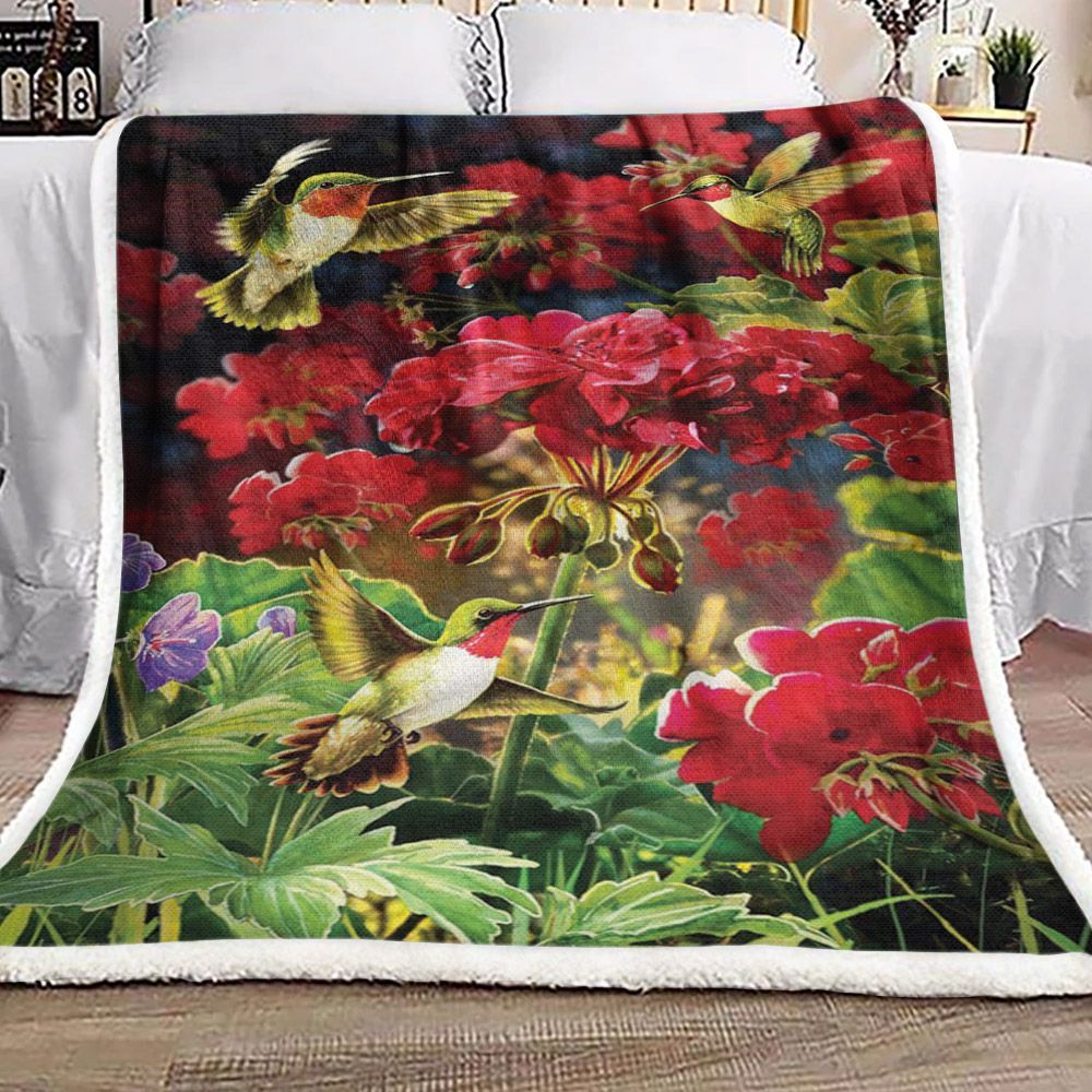 Hummingbird Sherpa Fleece Blanket